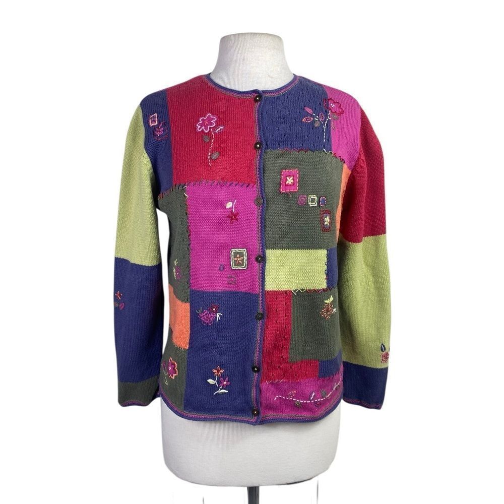 Koret Multicolor Patchwork Cardigan vintage